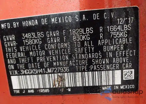 2018 Honda Fit Lx z USA, uszkodzony, nr VIN 3HGGK5H41JM727936